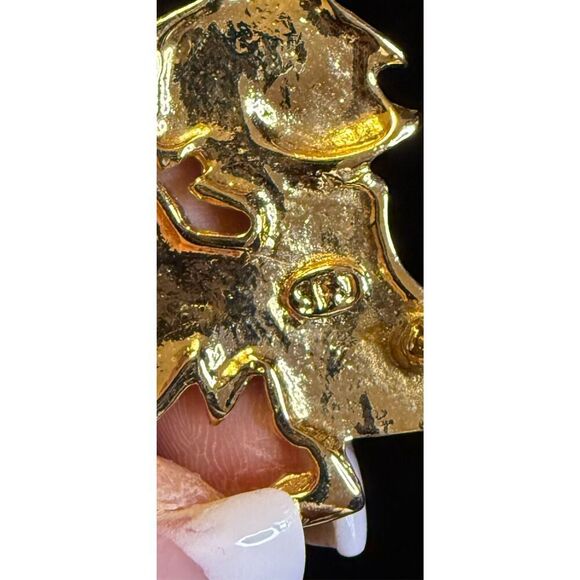 Halloween Brooch Witch & Pumpkin Vintage Enamel Hold Tone - Picture 3 of 4